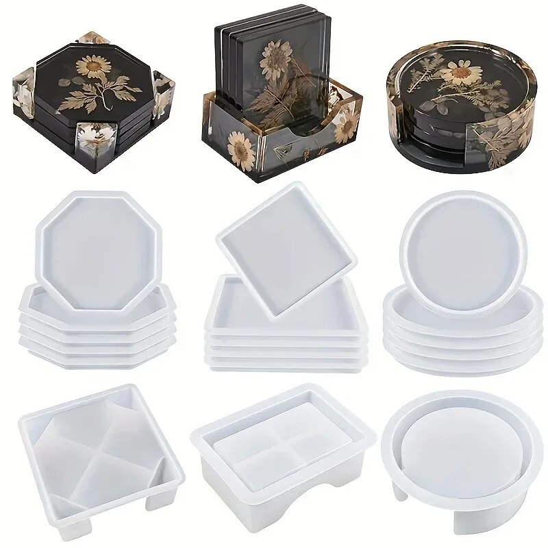 Serving Tray Mold - Set cetakan Resin Coaster termasuk 1
