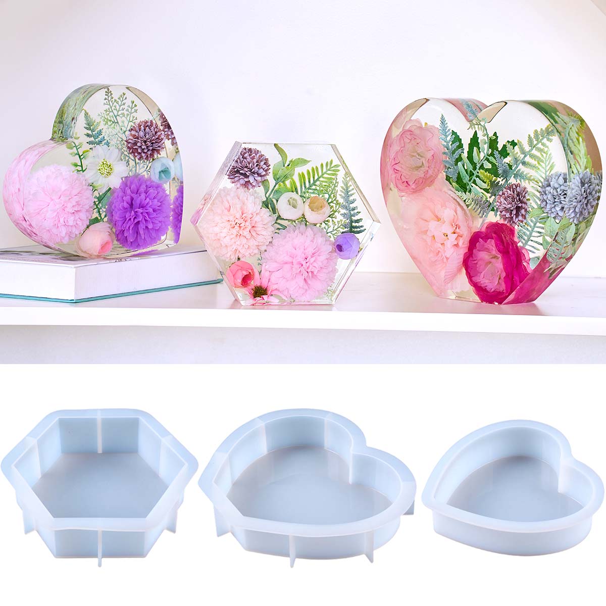 Cetakan Silikon Hati Besar DIY - Flower Preservation Resin ulasan dan harga